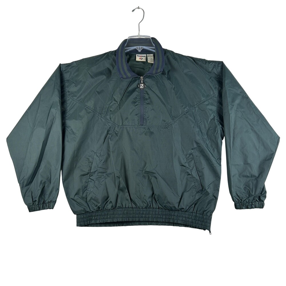 Vintage Jerzees Jacket Mens Large Green 1/4 Zip Golf Pullover Windbreaker 90s
